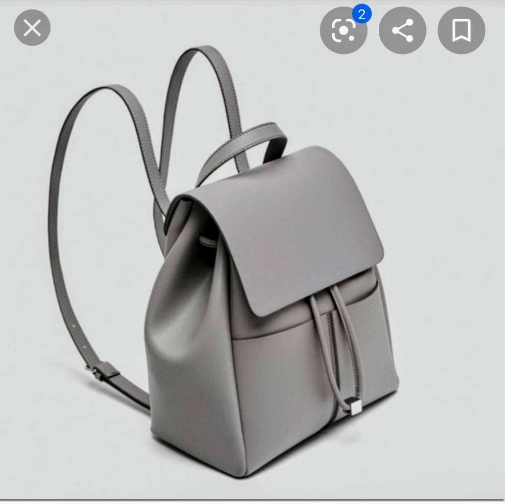 ZARA Small Minimalistic Gray Backpack LIKE NEW